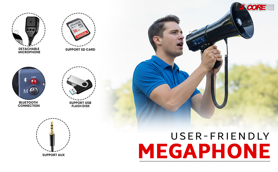 bullhorn loud horn rechargeable siren portable cheer mega phone speaker