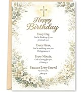 FANCYLUCKY Religious Birthday Card with Bible Verse, Christian Birthday Card for Women Men, Faith...