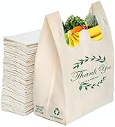 300 Pack cream Printed Thank You Tshirt Reusable grocery bag for shopping