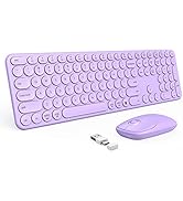 Purple Keyboard and Mouse Wireless, PEIOUS Cute Wireless Keyboard and Mouse with USB and Type C R...