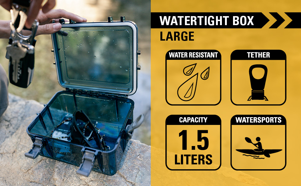Outdoor Products, water resistant, watersports, teather, 1.5 liter, large capacity, tote box, dry