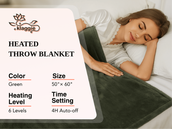 green heated throw blanket