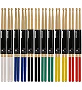 Suwimut 12 Pairs Drum Sticks with Non-Slip Rubber Handle, Classic 5A Maple Wood Tip Drumsticks fo...
