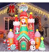 MUMTOP 10FT Christmas Inflatables Outdoor Decoration, Candy Castle Christmas Inflatable with Sant...