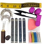 Embroidery Kit | THIK-Grip Thimble [3 Sizes] | Curved Needles (50) | Ruler (1) | Hemming Clips (4...