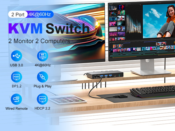 2 computer 2 monitor kvm switch