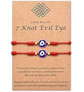 (Ver.3) Tarsus Evil Eye 7 Knot Lucky Bracelets Adjustable Red String Amulet for Women Men Little ...