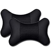Car Neck Pillows Both Side Pu Leather 2 Pack Car Headrest Pillow for Most Cars Driving Seat Breat...