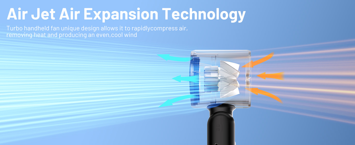 turbo jet air expansion technology personal fan for heatwaves and outdoor summer sports