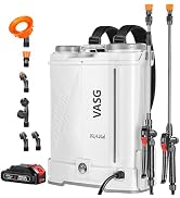 VASG Battery Powered Backpack Sprayer 4 Gallon, 21V 2.6Ah Electric Weed Pump Sprayer with 6 Nozzl...