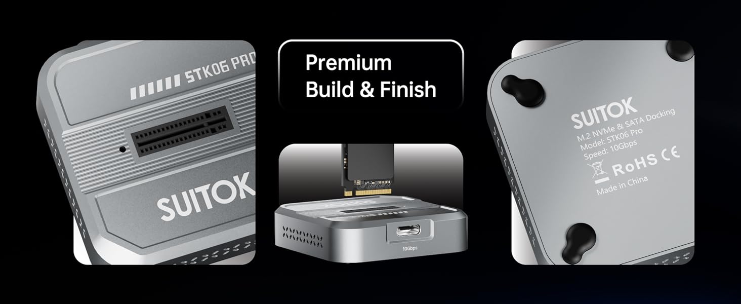 Dual protocol M.2 NVMe and SATA SSD docking station supporting M-Key and B+M Key.