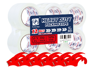 Heavy Duty Packing Tape 12 Rolls with 6 Dispensers