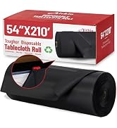 Airbin Plastic Tablecloth Roll, 210 Ft x 54 in Black Plastic Table Cloth Disposable Table Cover R...