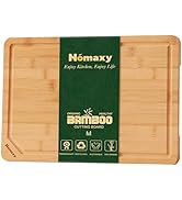 Homaxy Organic Bamboo Cutting Boards for Kitchen, 15"x10" Wooden Medium Cutting Board with Juice ...