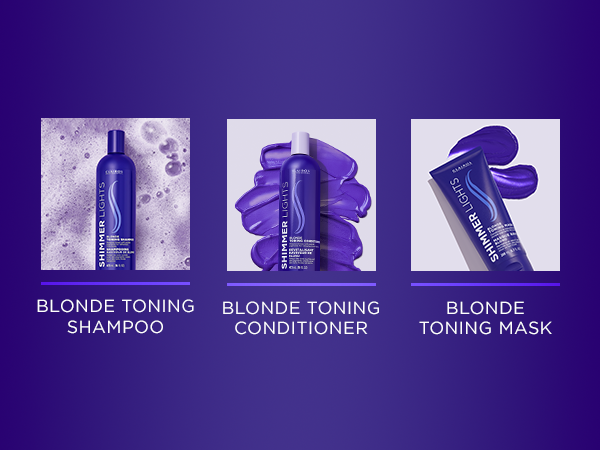 Clairol Professional Blonde toning shampoo, conditioner, toning mask, hair care treatment styling
