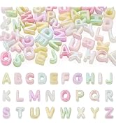 FASHEWELRY 52Pcs Iridescent Clear Large Letter Alphabet Beads for Keychains | Acrylic Colorful Bi...