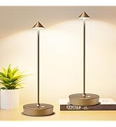 Tpczqj Set of 2 Rechargeable Cordless Table Lamp,6000mAh LED Battery Operated Desk Lamp Touch 3 C...