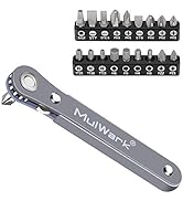 MULWARK 20pc 1/4 Ultra Low Profile Mini Ratchet Wrench Close Quarters Screwdriver Set with High T...