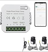 Smart Energy Monitor, Single Phase Clamp Electricity Meter with 2 * 80ACT Current Transformer, Wi...