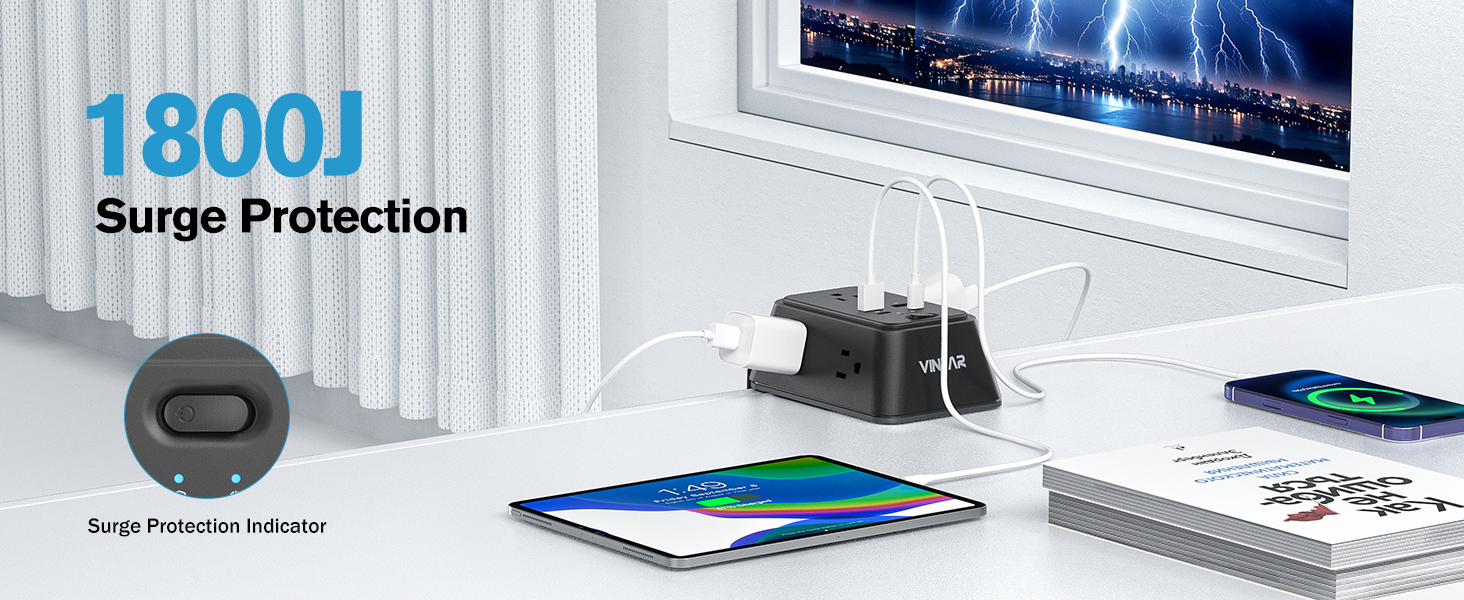 desk clamp power strip surge protector