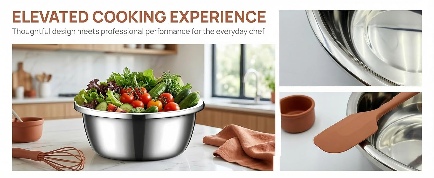 these metal mixing bowls feature a polished mirror finish