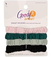 Goody Sport Ouchless Thin Scrunchies - 4 Ct, Green/Pink Assortment, Sport-Level Grip for Workouts...