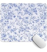 PaJiaNi Light Blue Chinoiserie Mouse Pad,Blue and White Floral Desk Mat,Girly Preppy Floral Mouse...