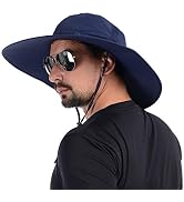 USHAKE Foldable Super Wide Brim Fishing Hat Bucket Safari Hat, UPF 50+ Sun Hat
