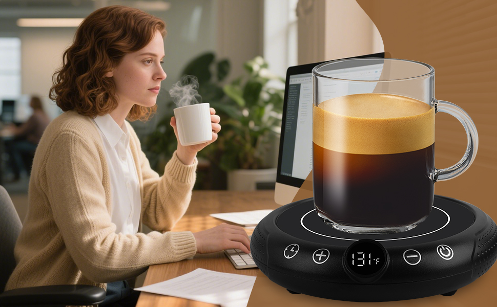 Coffee Mug Warmer Electric Coffee Cup Warmer Candle Warmer Plate 8-Temp Settings 4H Auto Shut Off