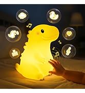 Mewaii Giant Dinosaur Night Light for Kids, 7.8 in&amp;8+10 White Noise Squishy Silicone Dinosaur Lam...