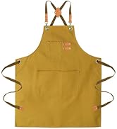 ARBINSON Chef Aprons for Men Canvas Apron with Large Pockets and Adjustable Neck Strap for Cookin...