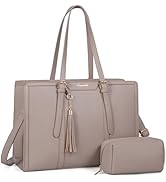 LOVEVOOK Laptop Tote for Women - 15.6 inch Lightweight PU Laptop Bag, Large Capacity Computer Bag...