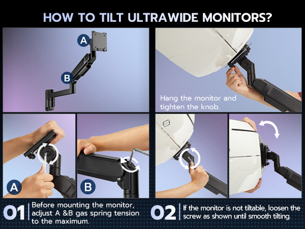 GDT1008WLBK how to tilt ultrawide monitor