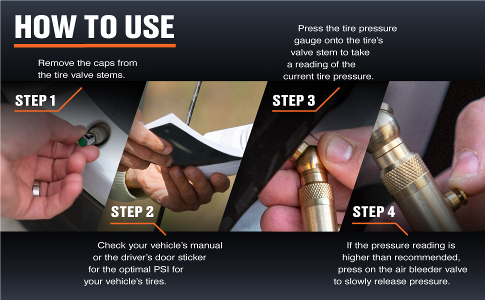 How to use the tire pressure gauge