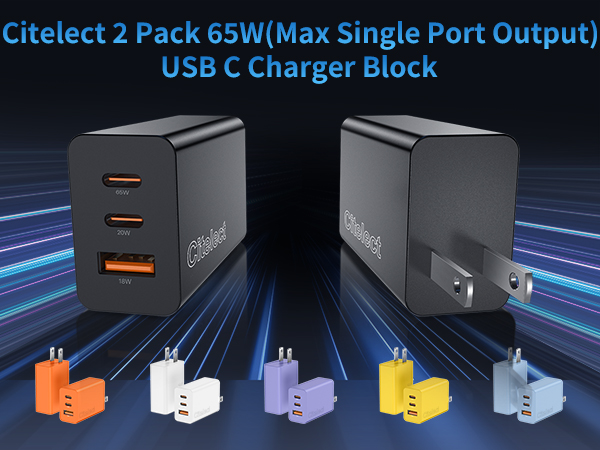Citelect 2 Pack 65W USB C Charger Block