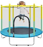 55" Small Trampoline for Kids with Net, 4.6FT Indoor Outdoor Toddler Trampoline with Safety Enclo...