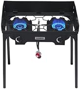 Camplux Double Propane Burner, Gas Burner Outdoor Stove Burner Gas, Up to 260,000 BTU/Hr Dual Bur...