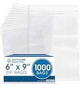 Spartan Industrial - 6” X 9” (1000 Count) 2 Mil Clear Reclosable Zip Plastic Poly Bags with Resea...