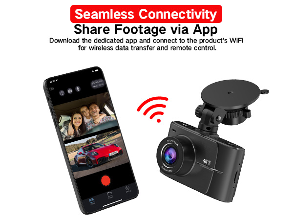 LECTRUS Dash Cam Front and Rear 4K + 2.5K, Dual Dash Camera for Cars with Night Vision