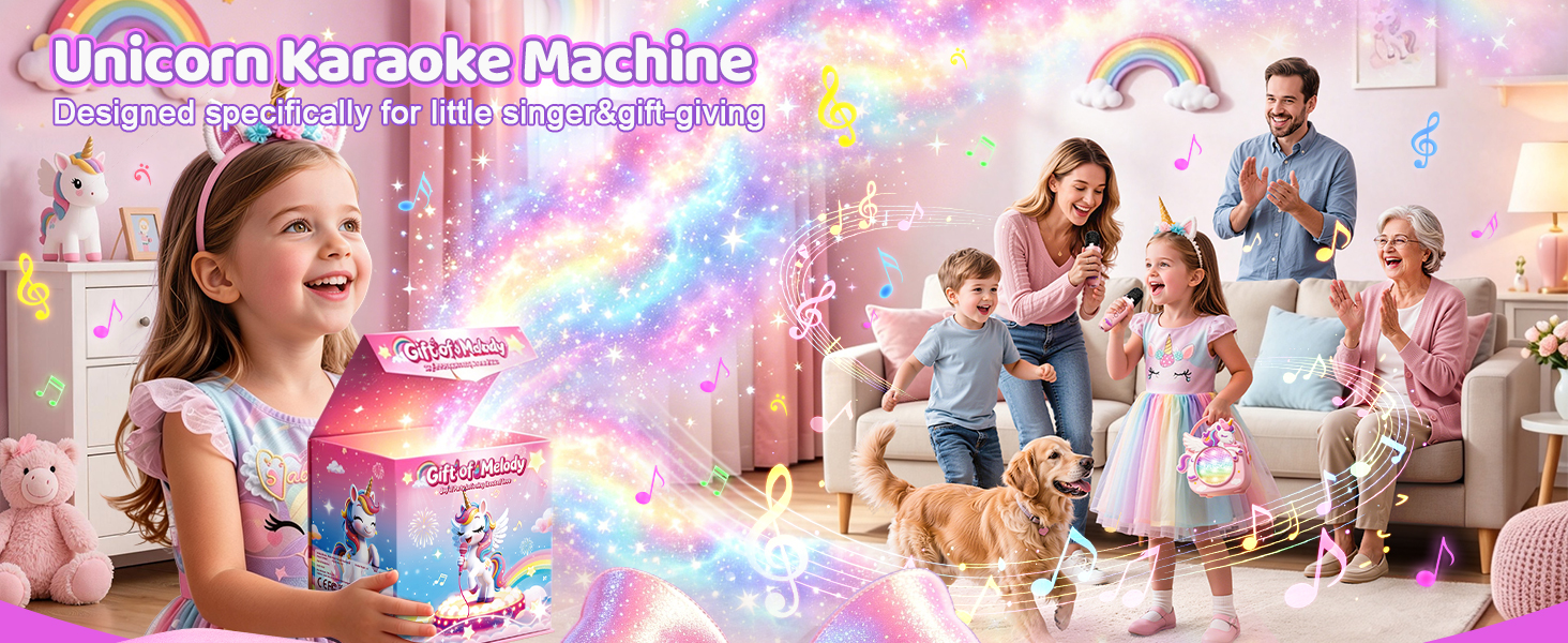 kids karaoke machine for kids microphone mini unicorn gifts for girls 4-6 gifts for 4 year old girl