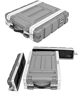 2U ABS Rack Case Shallow 12" Depth, 19" Rackmount Flight Road Travel Case, Waterproof Protective ...