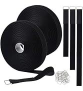 BENECREAT 2Pack 65.6ft Nylon Hook and Loop Straps with Metal Buckles, 1inch Reusable Cable Ties f...