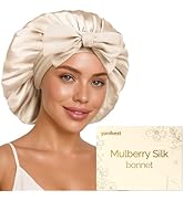 YANIBEST 22 Momme 100% Mulberry Silk Bonnet for Sleeping Women Double Layer Sleep Bonnet with Tie...