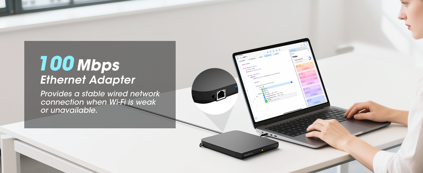 ROOFULL RF31-M external CD/DVD drive with 100Mbps Ethernet Ports