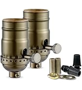 3 Way Lamp Socket with Twist Switch,E26 Standard Medium Screw Light Bulb Socket,Turning Knob 3-Wa...