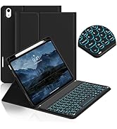 JKSML for iPad (A16) 11th/10th Gen case with Keyboard, Round-caps, 7 Color Backlit, Detachable Wi...