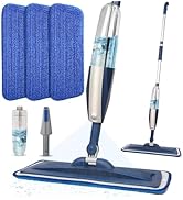 Mops for Floor Cleaning Wet Spray Mop with 14 oz Refillable Bottle and 3 Washable Microfiber Pads...
