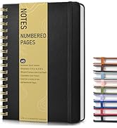 Lined Spiral Journal Notebook, A5 Hardcover Spiral Journals for Women Men, 150 Numbered Pages Spi...