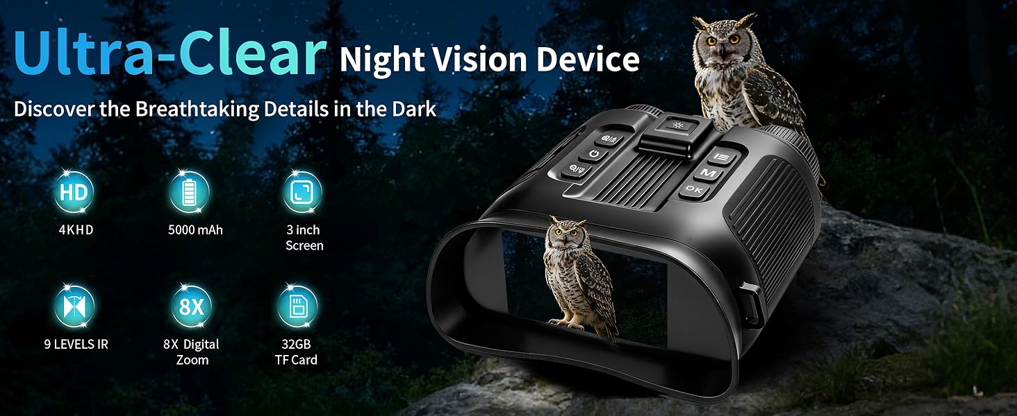Night Vision Goggles for Adults, 4K Night Vision Binoculars