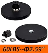 MUTUACTOR 2Pack 55lb Neodymium Rubber Coated Magnetic Mounting with 1/4’’&amp; 3/8’’Female Thread , S...